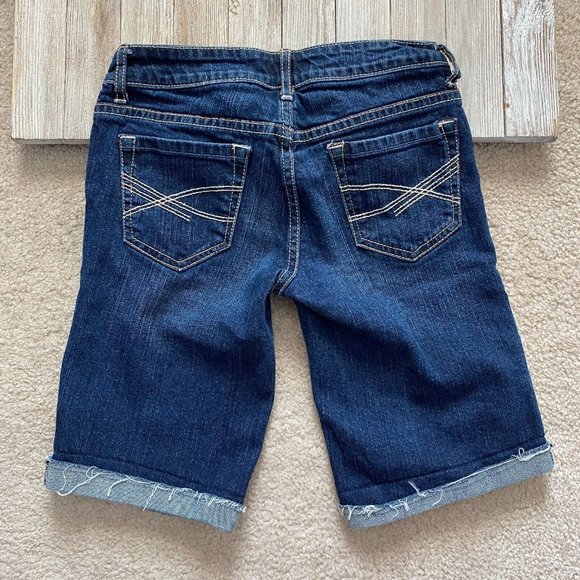 Aeropostale Aero Juniors 00 Denim Bermuda Cuffable Fringe Hem Jean Shorts Summer - Picture 7 of 11